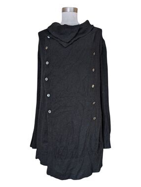 360 Cashmere Black 💯% Cashmere Military Style Double Breasted Cardigan M